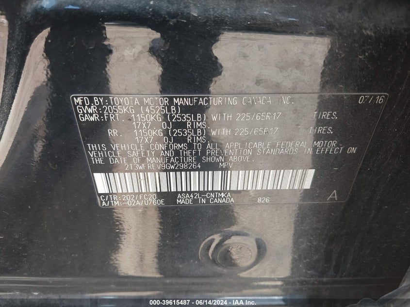 2016 TOYOTA RAV4 XLE - 2T3WFREV9GW298264