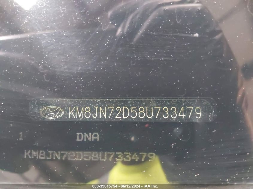 2008 Hyundai Tucson Limited V6/Se VIN: KM8JN72D58U733479 Lot: 39615754