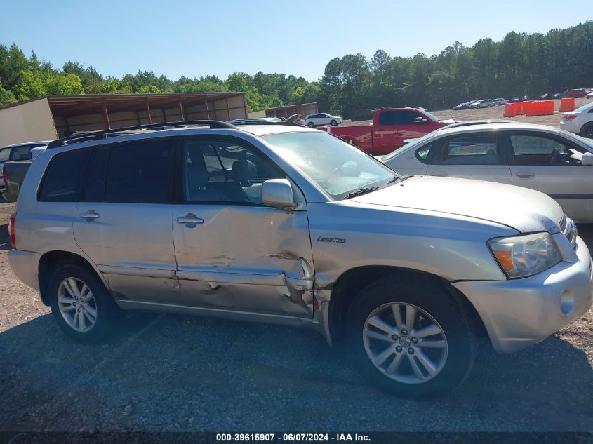 2006 Toyota Highlander Hybrid Limited V6 VIN: JTEDW21A360002154 Lot: 39615907