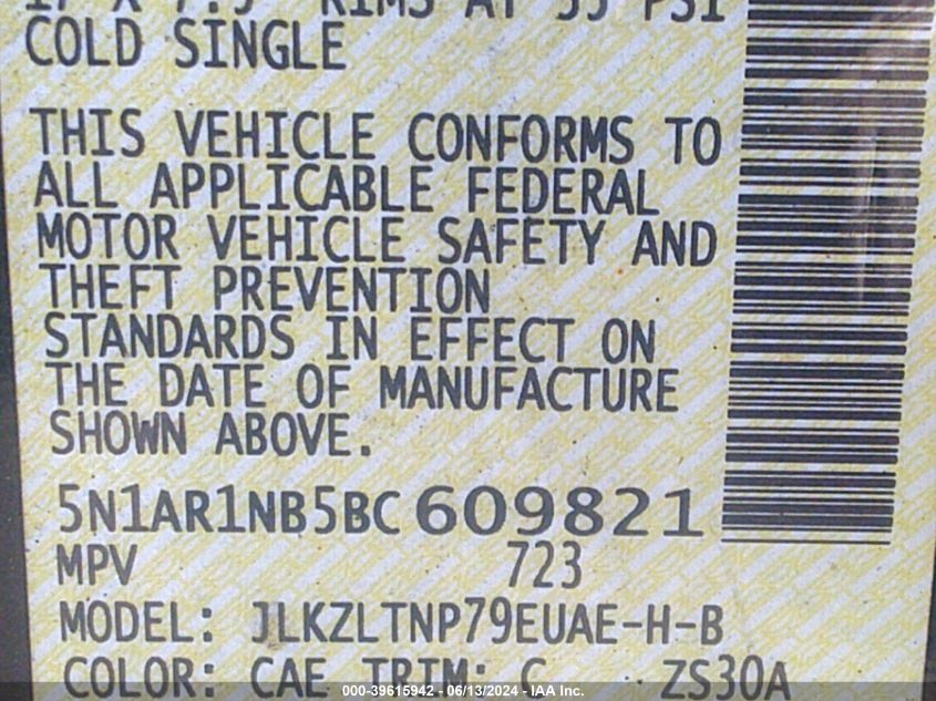 2011 Nissan Pathfinder Silver VIN: 5N1AR1NB5BC609821 Lot: 39615942