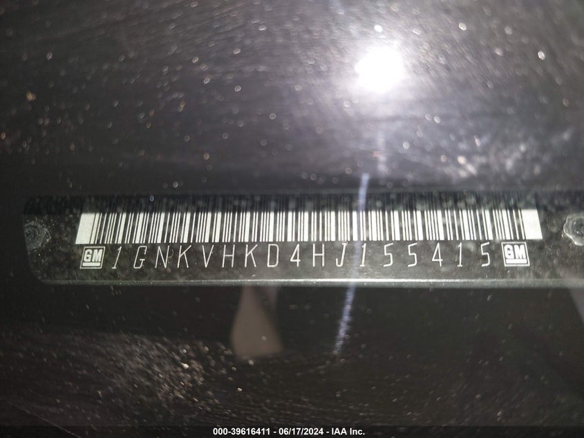 2017 Chevrolet Traverse 2Lt VIN: 1GNKVHKD4HJ155415 Lot: 39616411