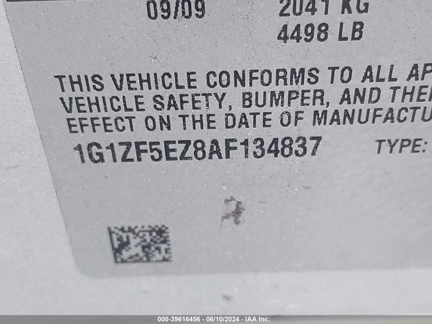 2010 Chevrolet Malibu Hybrid VIN: 1G1ZF5EZ8AF134837 Lot: 39616456