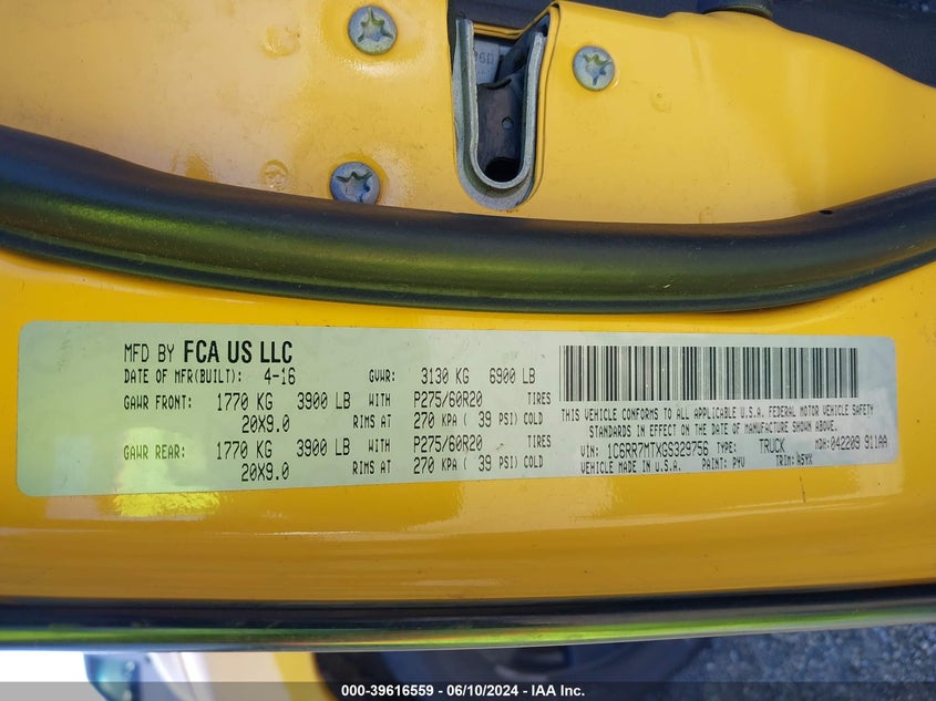 2016 RAM 1500 SPORT - 1C6RR7MTXGS329756