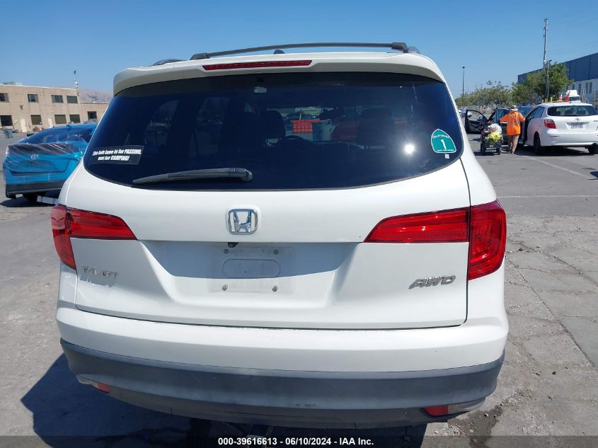 2017 Honda Pilot Ex-L VIN: 5FNYF6H57HB006444 Lot: 39616613