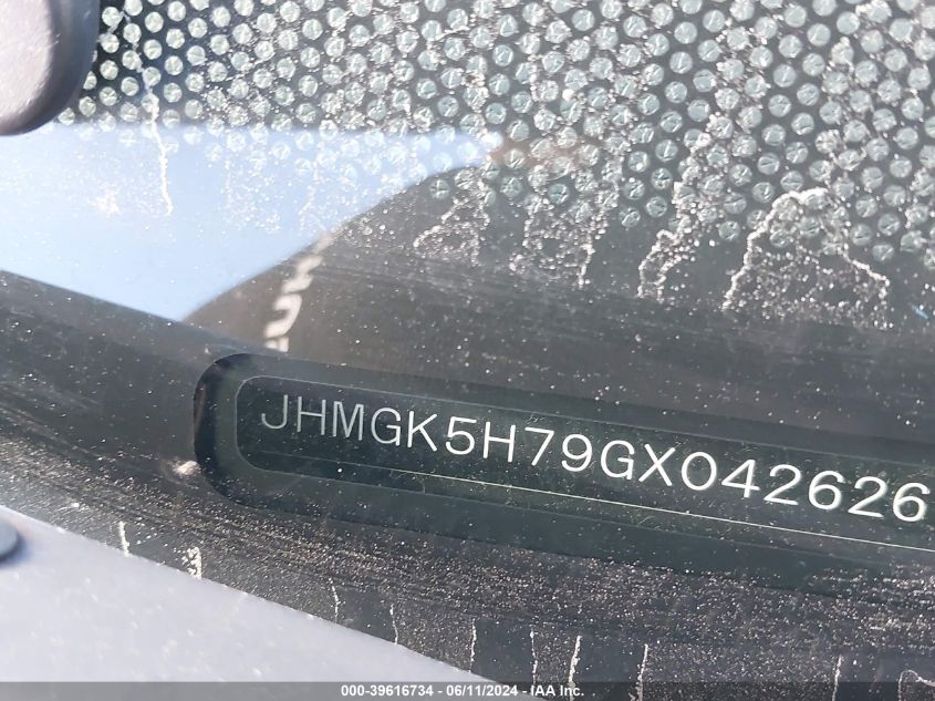 2016 Honda Fit Ex VIN: JHMGK5H79GX042626 Lot: 39616734