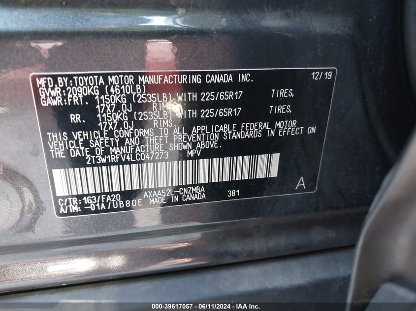 2020 TOYOTA RAV4 XLE - 2T3W1RFV4LC047273