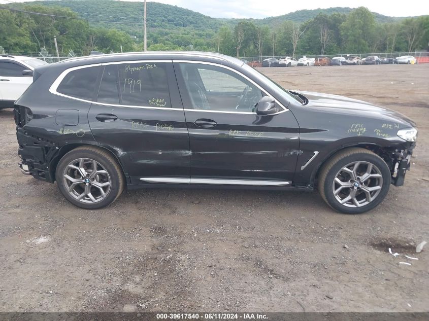 2022 BMW X3 xDrive30I VIN: WBX57DP07NN167130 Lot: 39617540