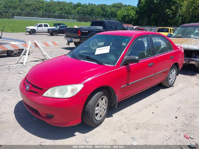 2005 Honda Civic Vp VIN: 1HGES16325L021804 Lot: 39617634