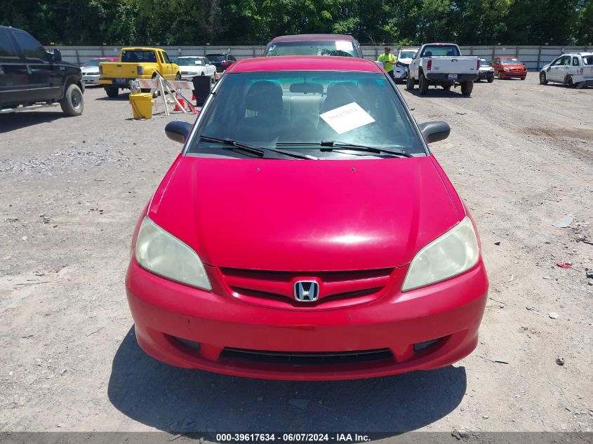 2005 Honda Civic Vp VIN: 1HGES16325L021804 Lot: 39617634