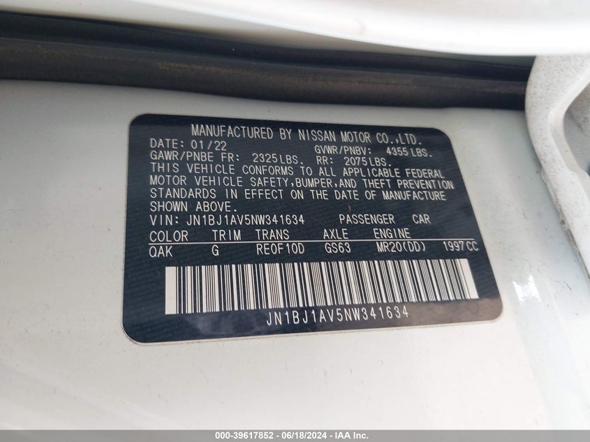 2022 NISSAN ROGUE SPORT S FWD XTRONIC CVT - JN1BJ1AV5NW341634