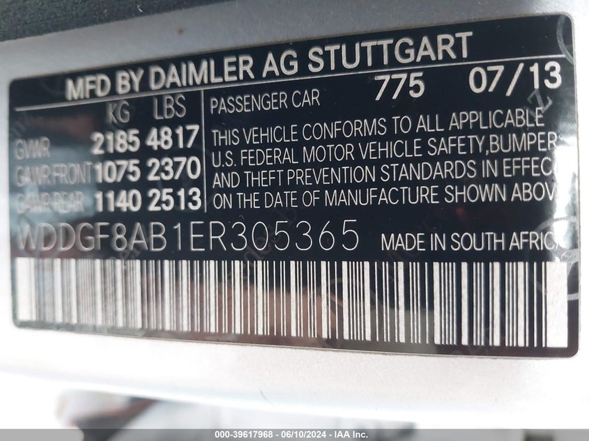 2014 Mercedes-Benz C 300 Luxury 4Matic/Sport 4Matic VIN: WDDGF8AB1ER305365 Lot: 39617968