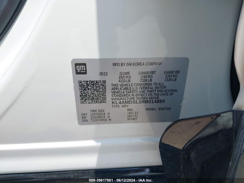 2024 Buick Encore Gx Sport Touring Fwd VIN: KL4AMDSL6RB014889 Lot: 39617981