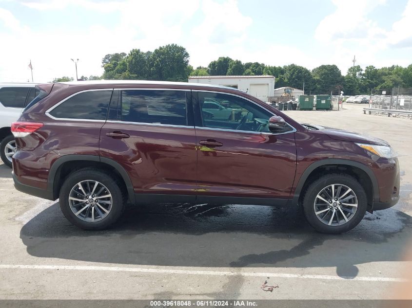 2019 Toyota Highlander Xle VIN: 5TDKZRFH6KS356341 Lot: 39618048