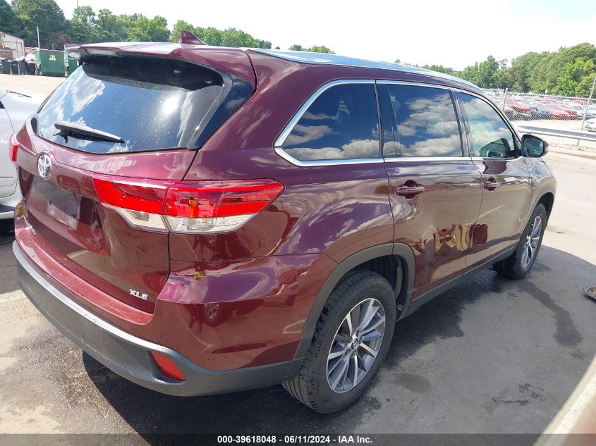 2019 Toyota Highlander Xle VIN: 5TDKZRFH6KS356341 Lot: 39618048