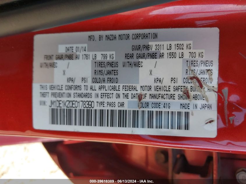 2014 MAZDA MAZDA2 SPORT - JM1DE1KZ0E0178390