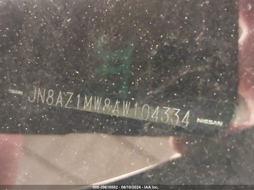 2010 Nissan Murano Sl VIN: JN8AZ1MW8AW104334 Lot: 39618582