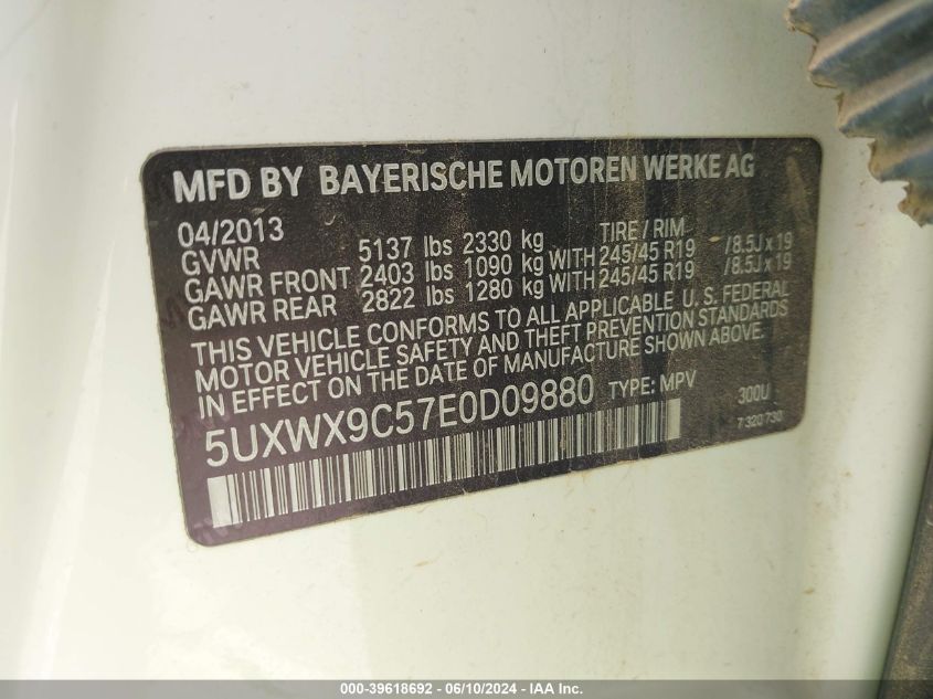 5UXWX9C57E0D09880 2014 BMW X3 xDrive28I