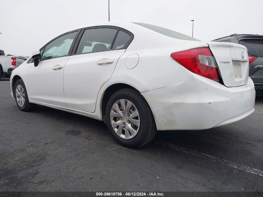 2012 Honda Civic Lx VIN: 19XFB2F51CE359839 Lot: 39618706