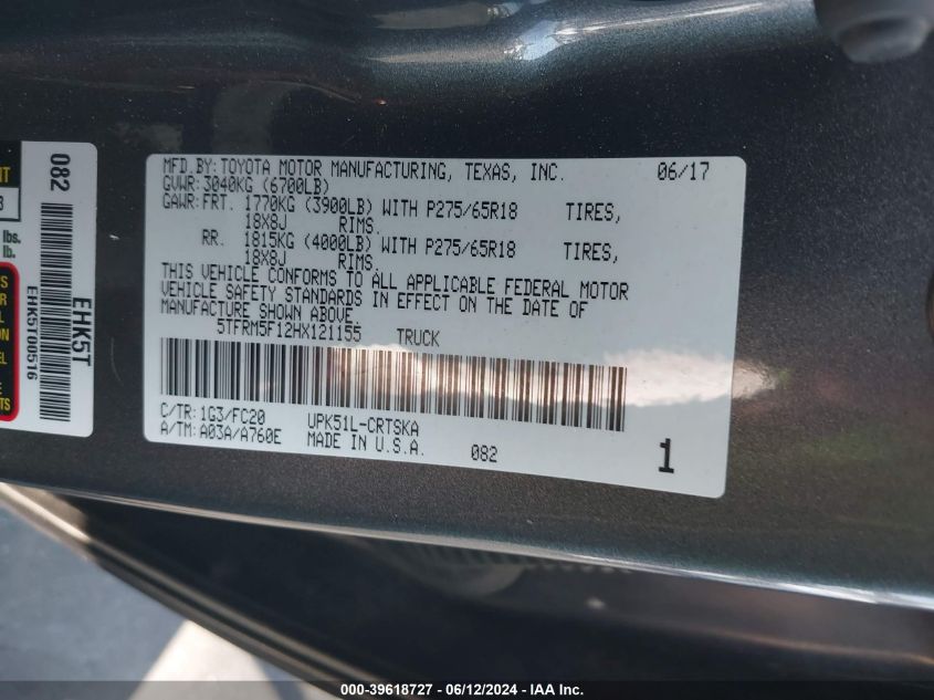 2017 TOYOTA TUNDRA SR5 4.6L V8 - 5TFRM5F12HX121155