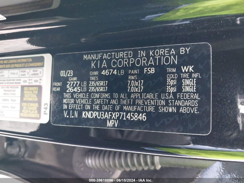 2023 Kia Sportage Lx VIN: KNDPU3AFXP7145846 Lot: 39618896