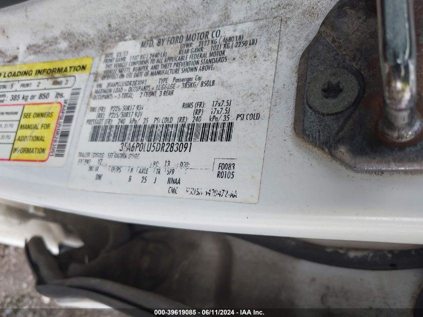 2013 FORD FUSION HYBRID SE - 3FA6P0LU5DR283091