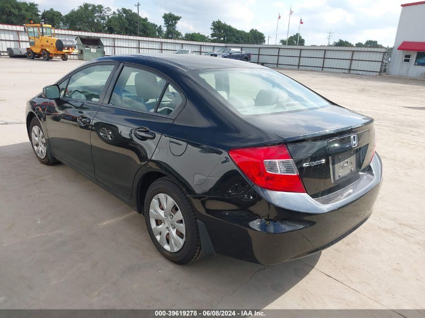 2012 Honda Civic Lx VIN: 2HGFB2F52CH327990 Lot: 39619278