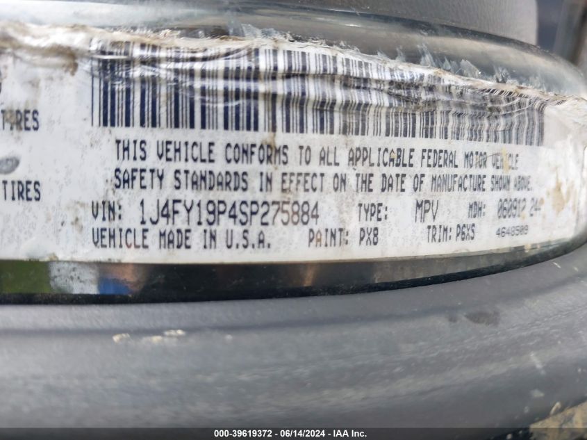 1995 Jeep Wrangler / Yj S/Rio Grande VIN: 1J4FY19P4SP275884 Lot: 39619372