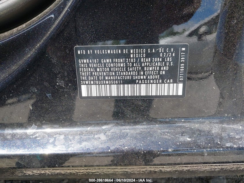 2024 Volkswagen Jetta 1.5T Se VIN: 3VWEM7BUXRM050611 Lot: 39619664