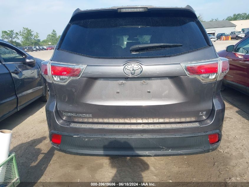 2015 Toyota Highlander Le V6 VIN: 5TDZKRFH8FS088885 Lot: 39619686