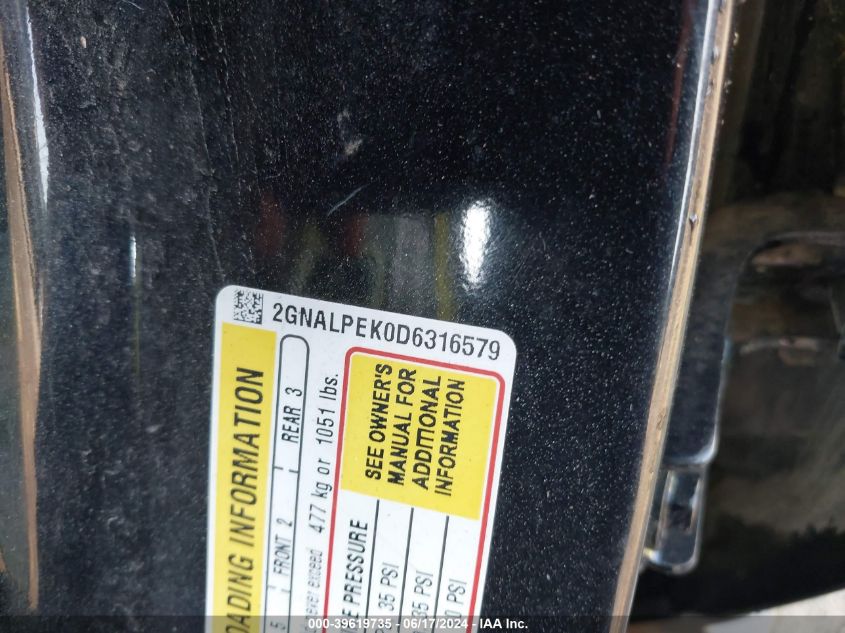 2013 Chevrolet Equinox Lt VIN: 2GNALPEK0D6316579 Lot: 39619735