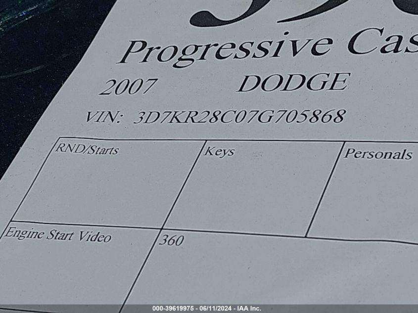 2007 Dodge Ram 2500 Laramie VIN: 3D7KR28C07G705868 Lot: 39619975