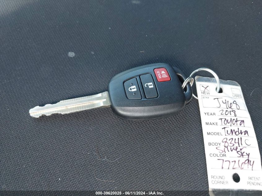 2018 Toyota Tundra Sr5 5.7L V8 VIN: 5TFUY5F14JX772694 Lot: 39620025