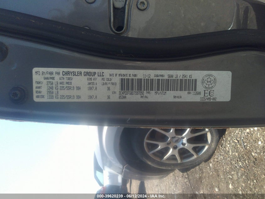 2013 Dodge Journey R/T VIN: 3C4PDDFG8DT597292 Lot: 39620239