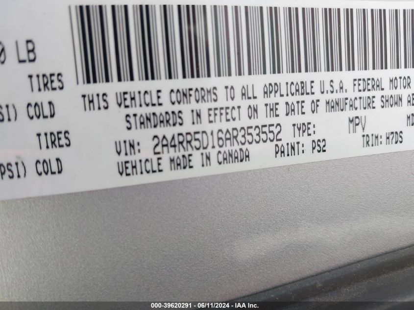 2010 Chrysler Town & Country Touring VIN: 2A4RR5D16AR353552 Lot: 39620291