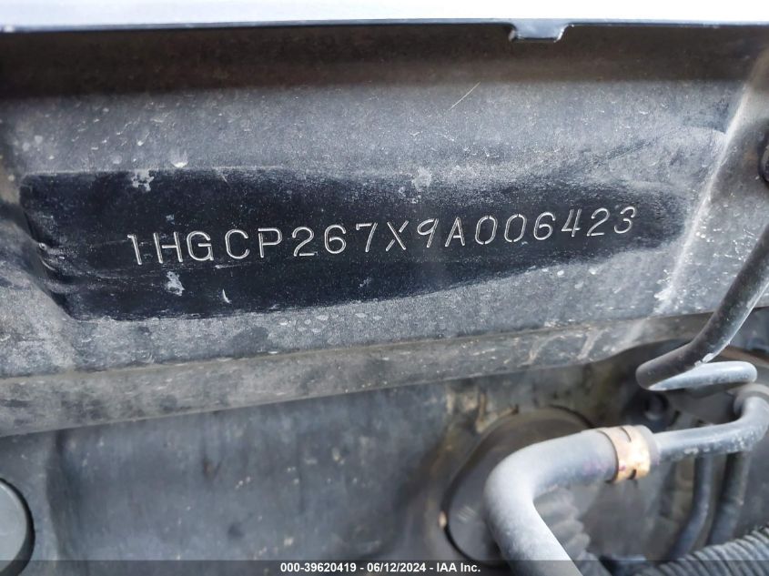 2009 Honda Accord 2.4 Ex VIN: 1HGCP267X9A006423 Lot: 39620419