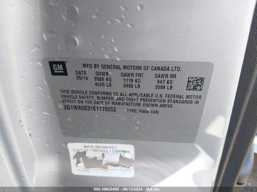 2014 Chevrolet Impala Limited Ls VIN: 2G1WA5E31E1176552 Lot: 39620485