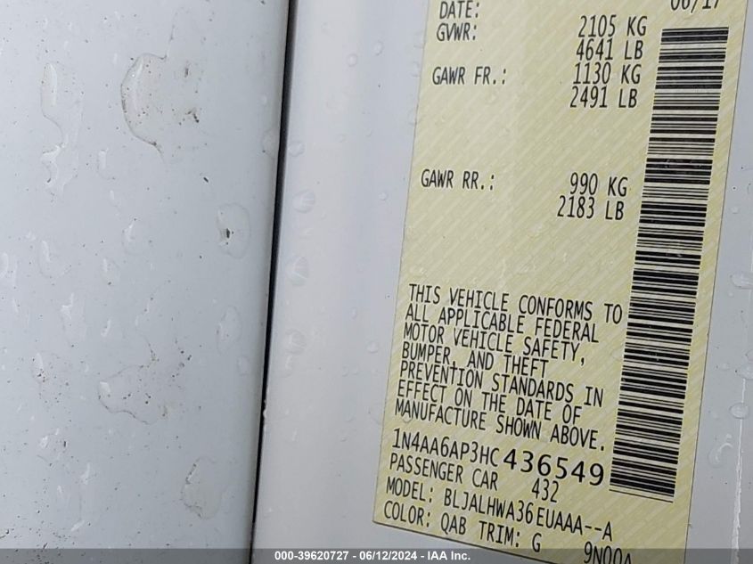 2017 NISSAN MAXIMA 3.5 PLATINUM - 1N4AA6AP3HC436549