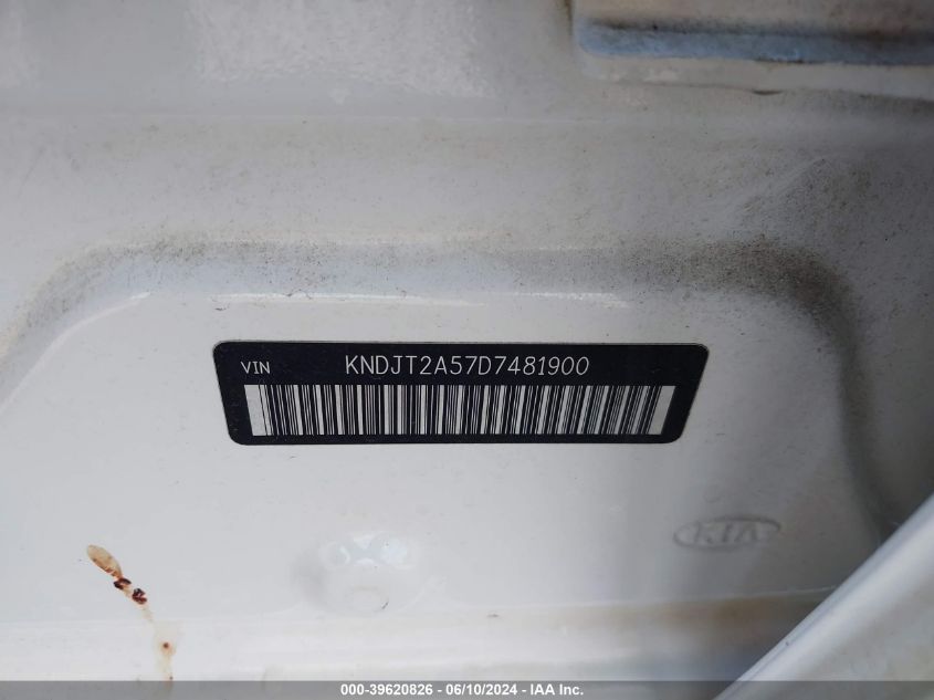 2013 Kia Soul VIN: KNDJT2A57D7481900 Lot: 39620826