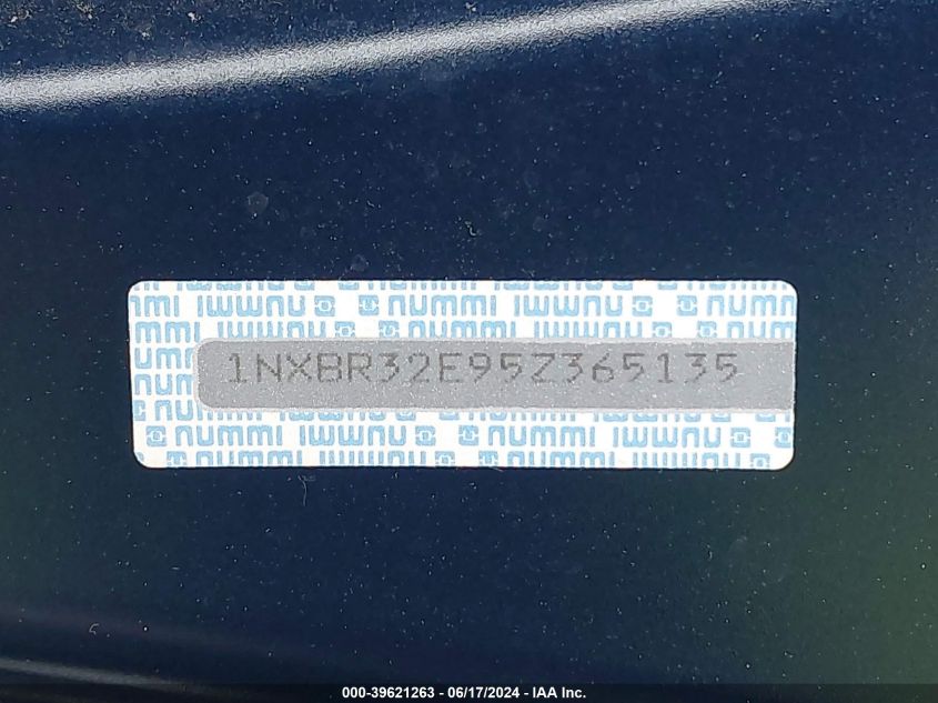 2005 Toyota Corolla Ce VIN: 1NXBR32E95Z365135 Lot: 39621263