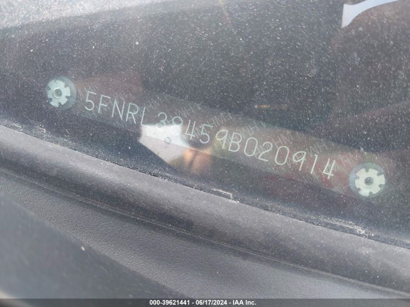 2009 Honda Odyssey Ex VIN: 5FNRL38459B020914 Lot: 39621441