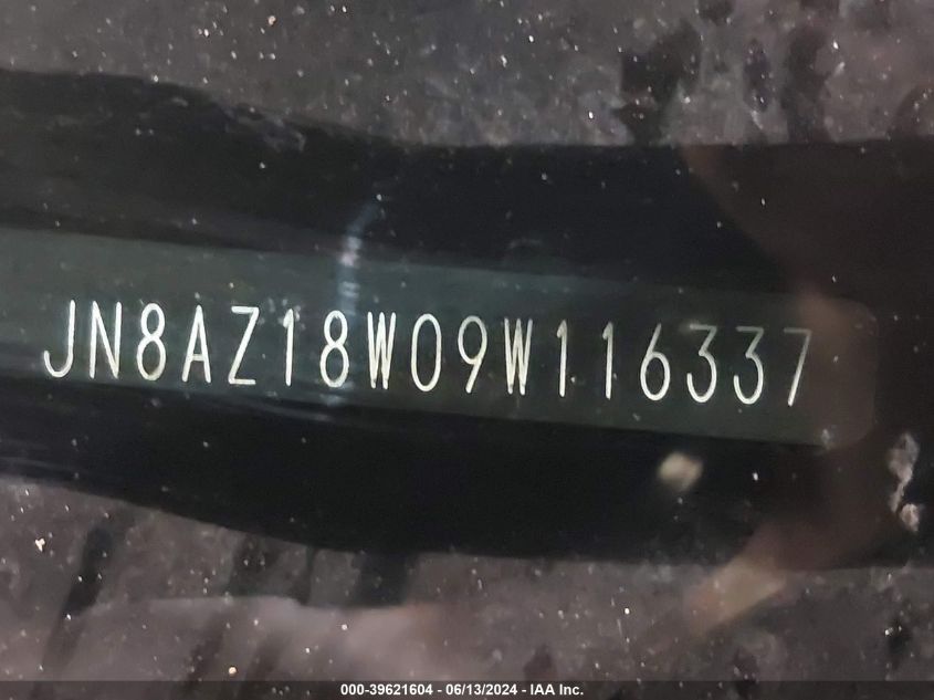 2009 Nissan Murano S VIN: JN8AZ18W09W116337 Lot: 39621604