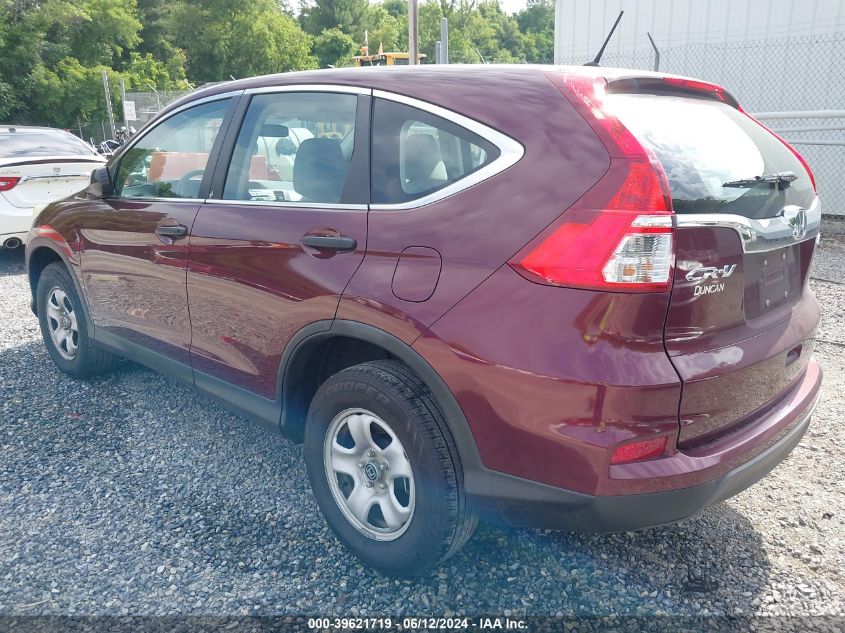 2015 Honda Cr-V Lx VIN: 5J6RM4H31FL058430 Lot: 39621719