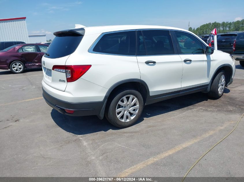 2019 Honda Pilot Lx VIN: 5FNYF6H12KB086305 Lot: 39621767