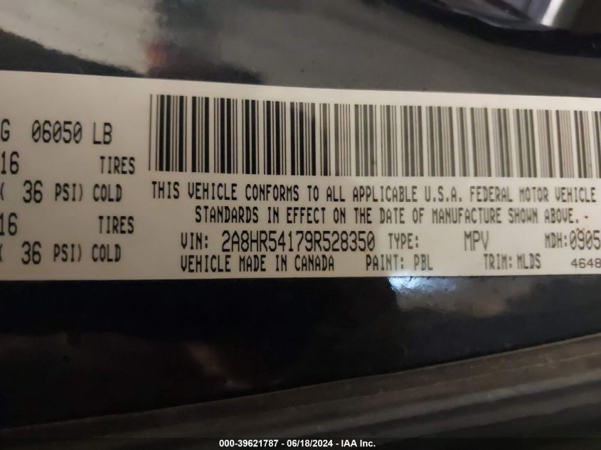2009 Chrysler Town & Country Touring VIN: 2A8HR54179R528350 Lot: 39621787
