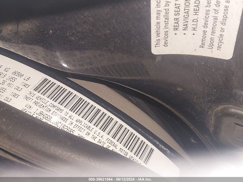 2008 Jeep Commander Overland VIN: 1J8HG68288C182685 Lot: 39621864