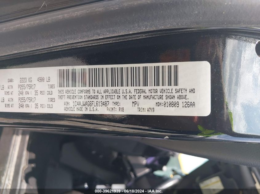 2015 Jeep Wrangler Sport VIN: 1C4AJWAG6FL613487 Lot: 39621939