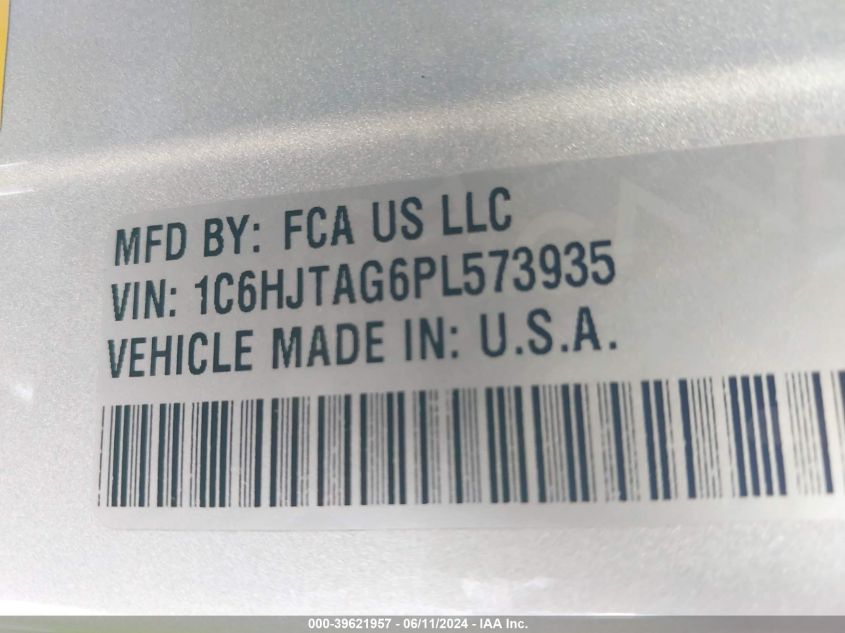 2023 Jeep Gladiator Willys 4X4 VIN: 1C6HJTAG6PL573935 Lot: 39621957