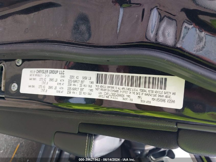 2014 Jeep Cherokee Latitude VIN: 1C4PJLCB2EW300024 Lot: 39621962