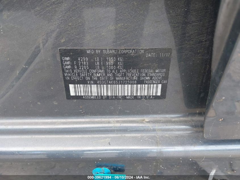 2018 SUBARU IMPREZA 2.0I SPORT - 4S3GTAK65J1721908