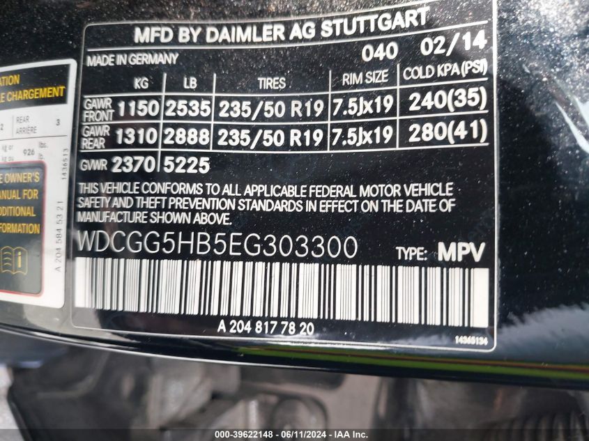 2014 MERCEDES-BENZ GLK 350 - WDCGG5HB5EG303300